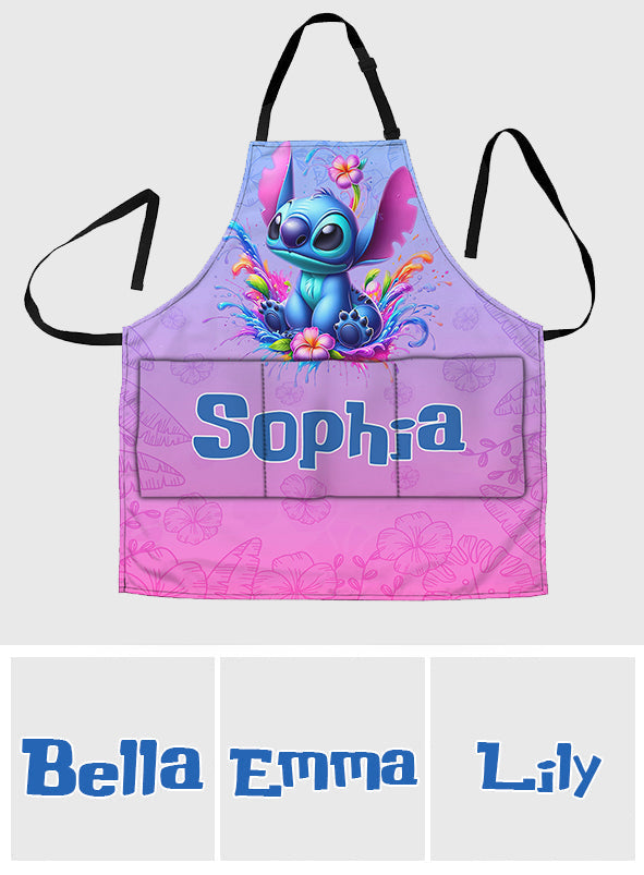 Personalized Colorful Ohana Apron with Custom Name Gift for Cooking Enthusiast