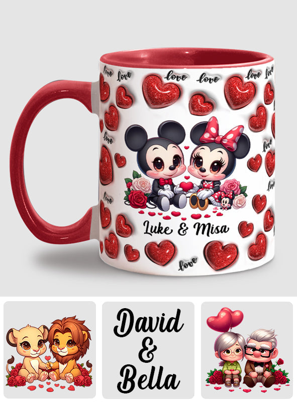 Personalized Couple Heart Mug with Custom Names for Anniversary Gift