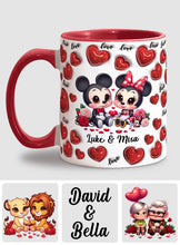 Load image into Gallery viewer, Personalized Couple Heart Mug with Custom Names for Anniversary Gift
