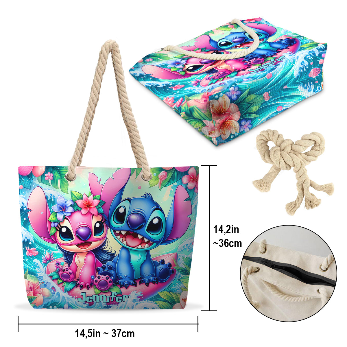 Personalized Canvas Beach Bag with Custom Design for Summer Vibes