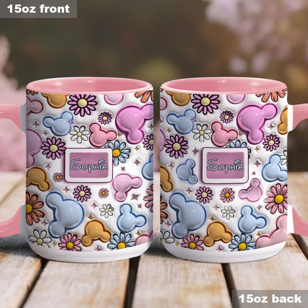Personalized Disney Floral Accent Mug with Custom Name Gift for Mom