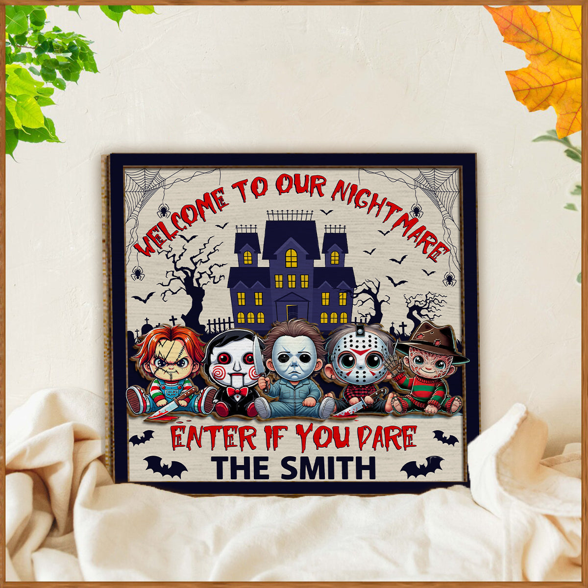 Personalized 2 Layered Wood Sign with Custom Name for Halloween Decor