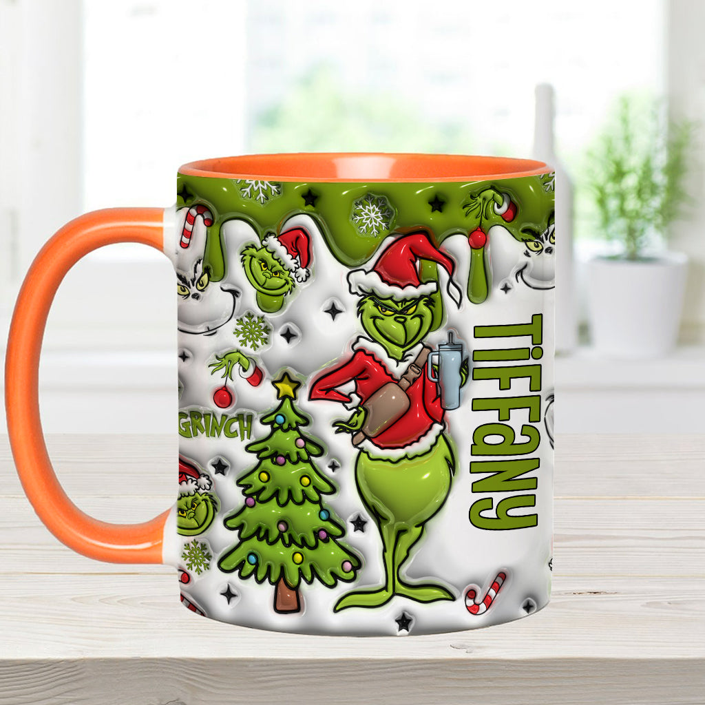 Personalized Grinch Accent Mug Custom Name Gift for Christmas