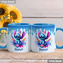 Load image into Gallery viewer, Personalized Blue Ohana Accent Mug Custom Name Gift Idea
