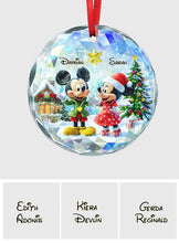 Load image into Gallery viewer, Personalized Round Glass Christmas Ornament with Couple Design
