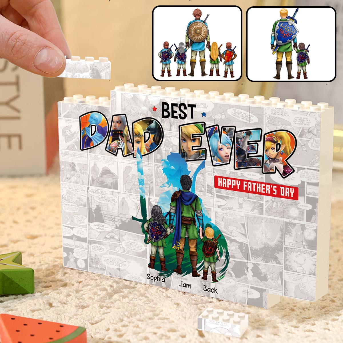 Personalized Best Dad Ever Building Brick Block Gift for Father's Day