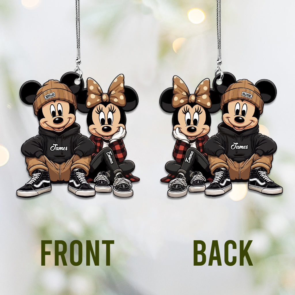 Personalized Chicano Mouse Couple Car Ornament Gift for Christmas