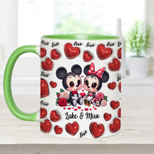 Load image into Gallery viewer, Personalized Couple Heart Mug with Custom Names for Anniversary Gift
