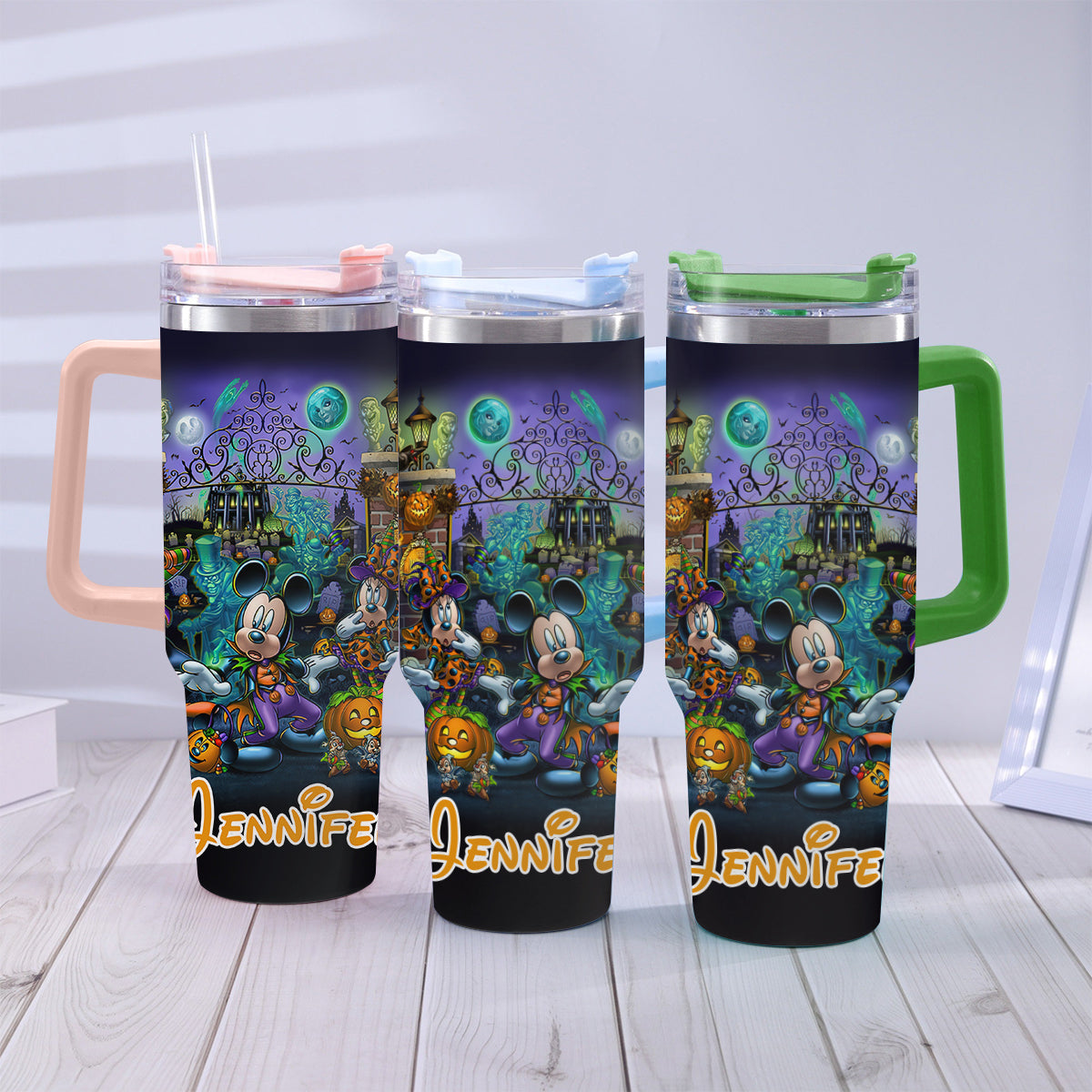 Personalized Halloween Tumbler with Handle for Drinks