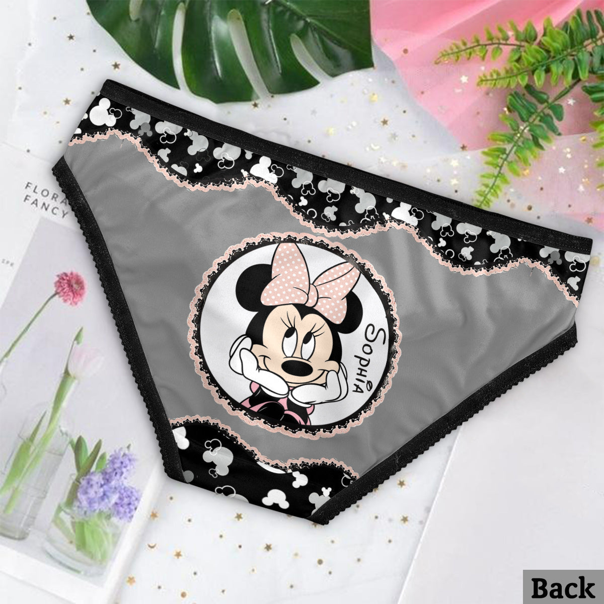 Personalized Lace Border Women Briefs Custom Name Gift