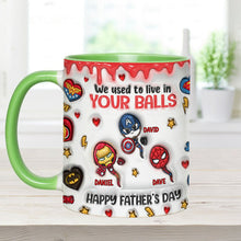 Load image into Gallery viewer, Personalized Superhero Accent Mug Custom Name Gift for Dad
