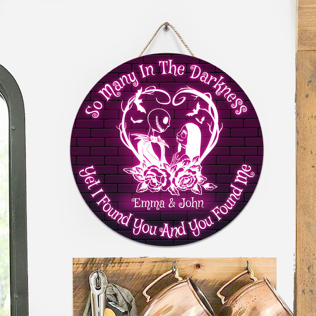Personalized Halloween Round Wood Sign Custom Name Gift for Couple