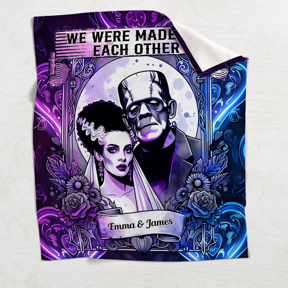 Personalized Halloween Couple Blanket Custom Names Gift