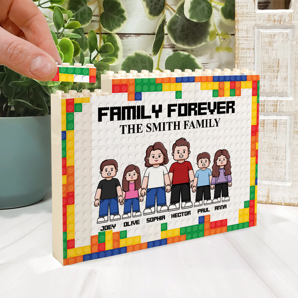 Personalized Family Building Brick Blocks Customizable Family Name Gift