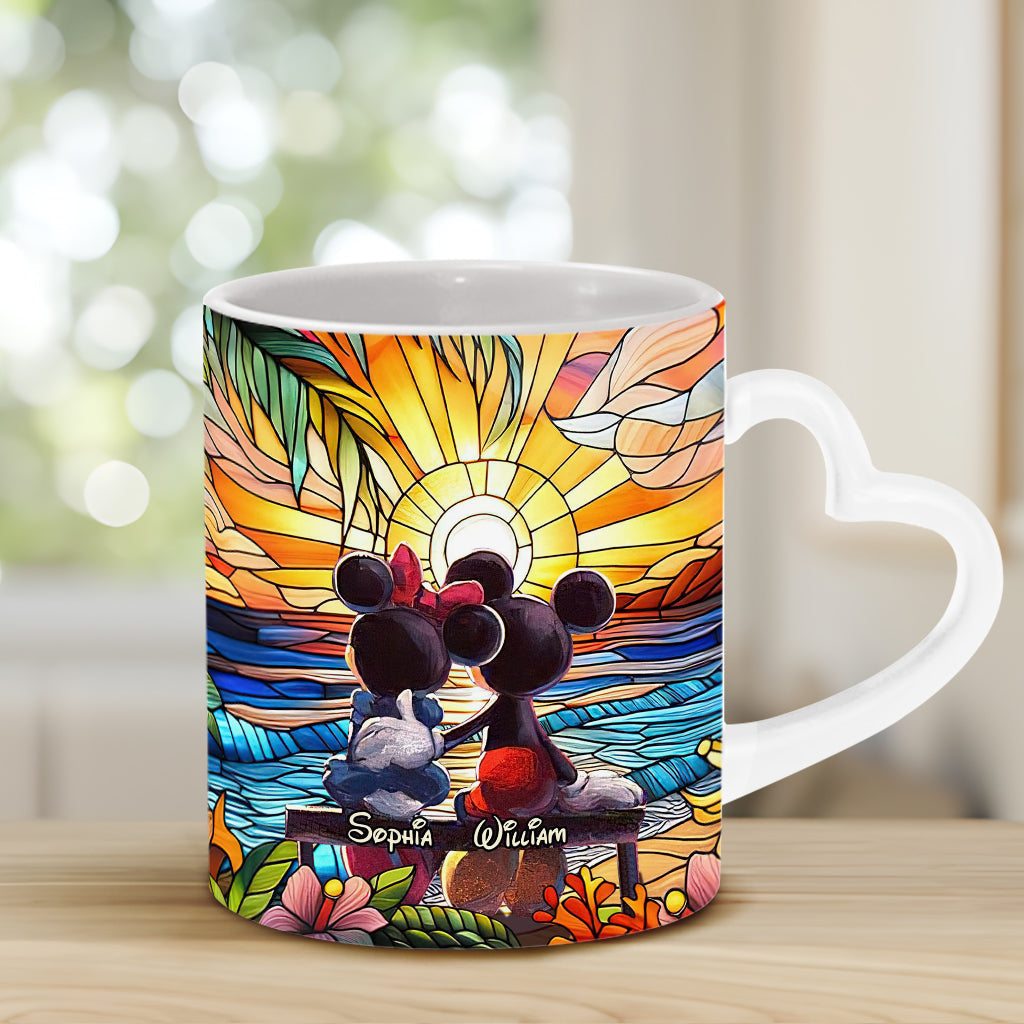 Personalized Heart Handle Mug Custom Name Gift for Couple