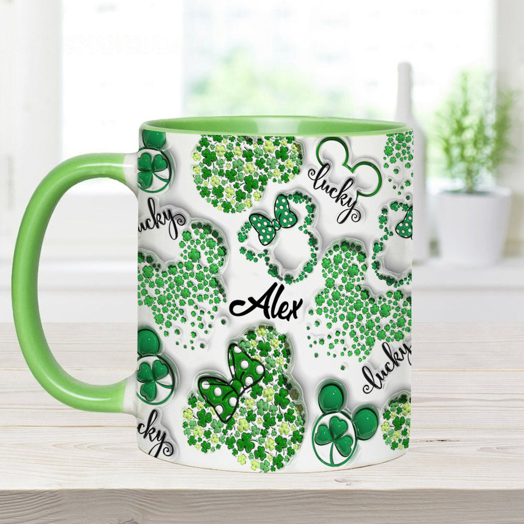 Personalized Shamrock Mouse Ears Accent Mug Gift for St. Patrick's Day