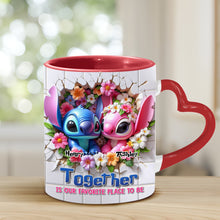 Load image into Gallery viewer, Personalized Heart Handle Mug Custom Names Couples Gift

