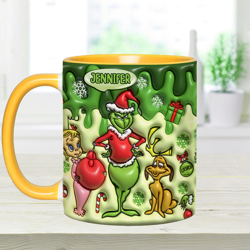 Personalized Grinch Accent Mug & Coaster Custom Name Gift