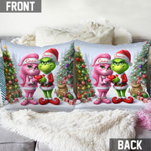 Load image into Gallery viewer, Personalized Grinchmas Throw Pillow Custom Names Gift for Christmas
