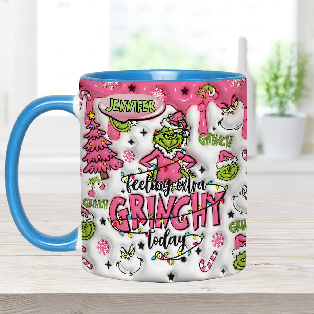 Personalized Grinch Accent Mug & Coaster Gift for Christmas