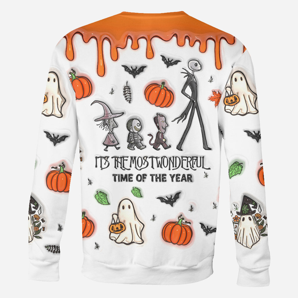 Personalized Autumn Skeleton All Over Shirt Custom Name Halloween Gift