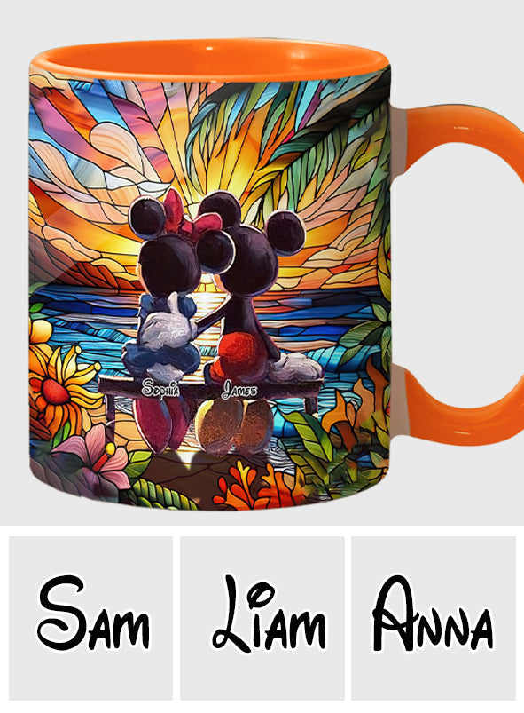 Personalized Sunset Accent Mug Custom Name Gift for Couples