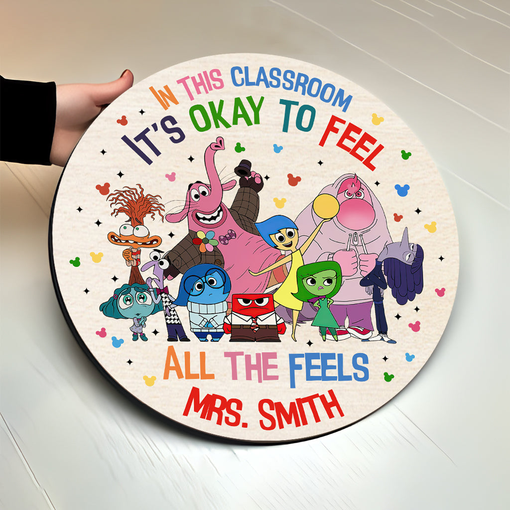 Personalized Round Wood Sign Classroom Decor for Teacher Gift