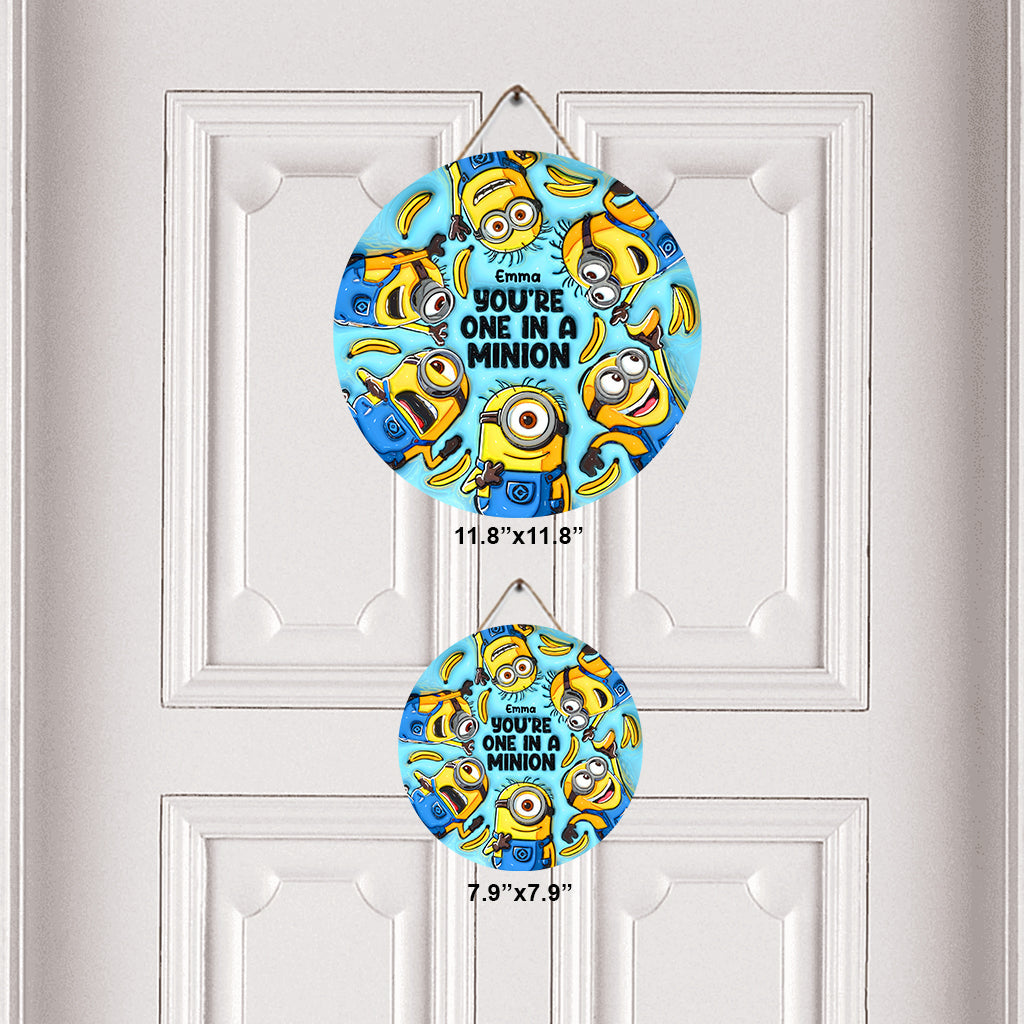 Personalized Round Wood Sign with Minions Design for Kids