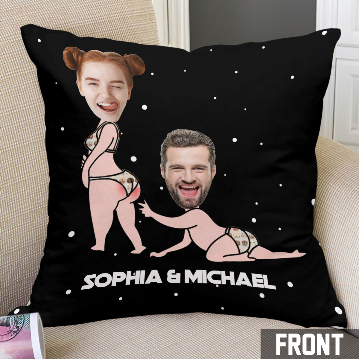 Personalized Funny Throw Pillow Custom Couple Gift for Him/Her