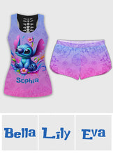 Load image into Gallery viewer, Personalized Ohana Hollow Tank Top &amp; Women Shorts Gift for Kids
