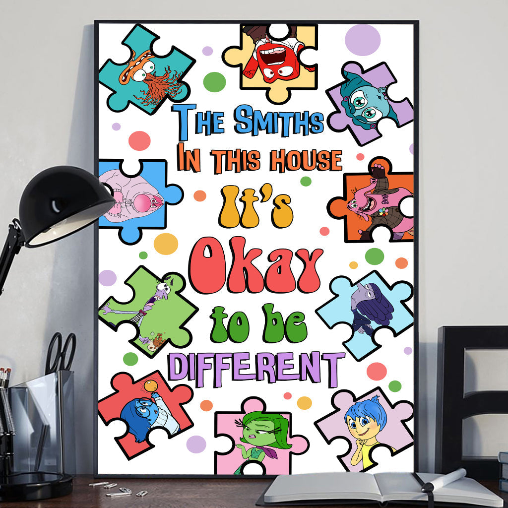 Personalized Puzzle Theme Canvas Print It's Okay to Be Different