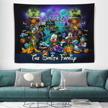Load image into Gallery viewer, Personalized Halloween Mouse Wall Tapestry Custom Family Name Decor
