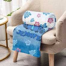 Load image into Gallery viewer, Personalized Blue Gradient Ohana Blanket Custom Name Gift
