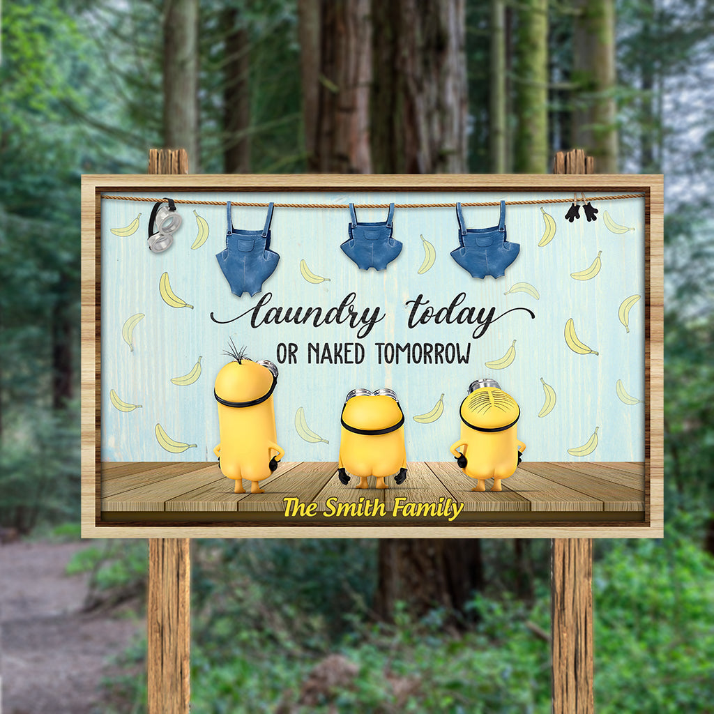 Personalized Laundry Today Naked Tomorrow Wood Sign - Custom Family Home Decor
