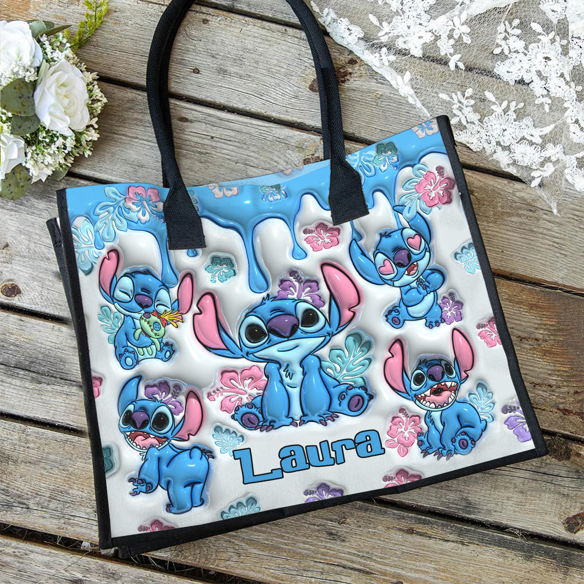 Personalized Ohana Canvas Tote Bag Custom Name Gift for Mom