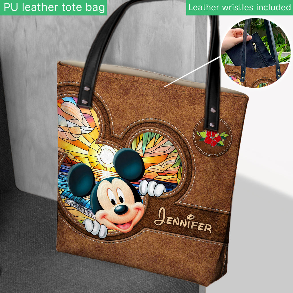 Personalized Mickey Mouse Tote Bag Custom Name Beach Gift
