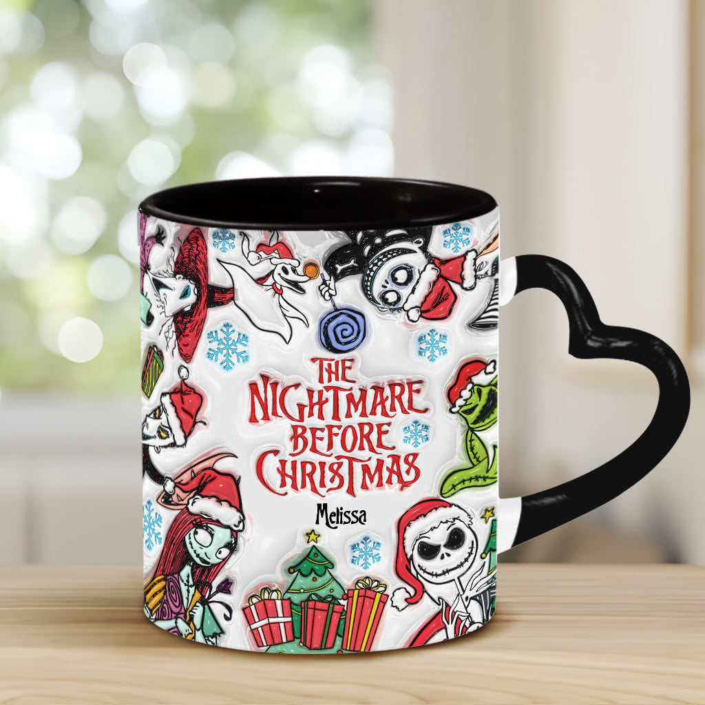 Personalized Nightmare Before Christmas Mug with Heart Handle