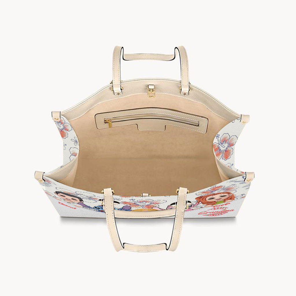 Personalized Leather Handbag for Grandma with Custom Characters