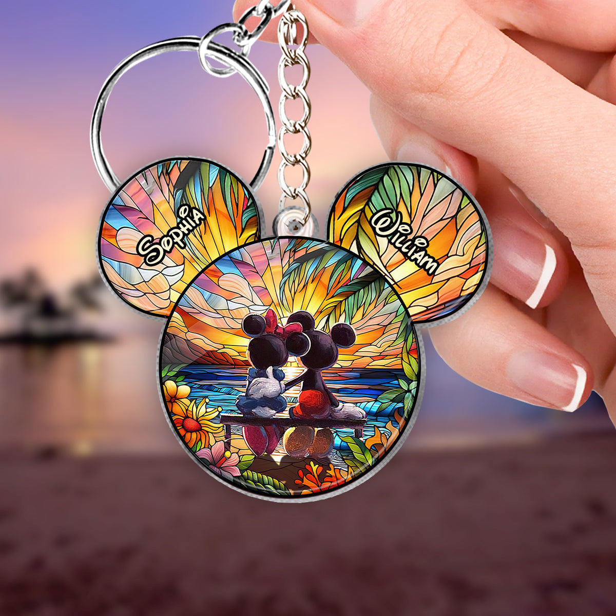 Personalized Acrylic Mouse Keychain Custom Names Gift for Couples