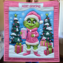 Load image into Gallery viewer, Personalized Grinch Christmas Quilt Custom Name Gift for Kids
