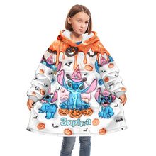 Load image into Gallery viewer, Personalized Spooky Ohana Blanket Hoodie with Custom Name
