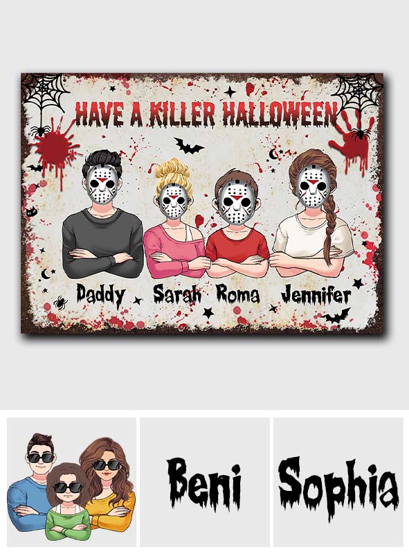 Personalized Halloween Family Metal Sign Custom Name Decor