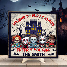 Load image into Gallery viewer, Personalized 2 Layered Wood Sign with Custom Name for Halloween Decor
