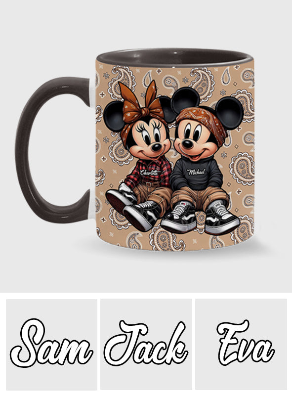 Personalized Mouse Couple Accent Mug Custom Name Gift for Anniversary