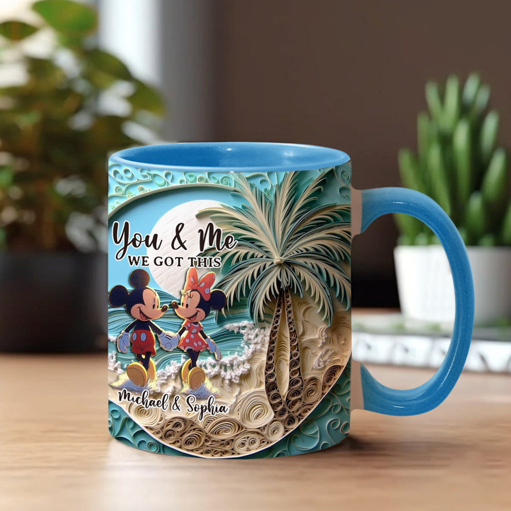 Personalized Couple Beach Scene Accent Mug Custom Names Gift