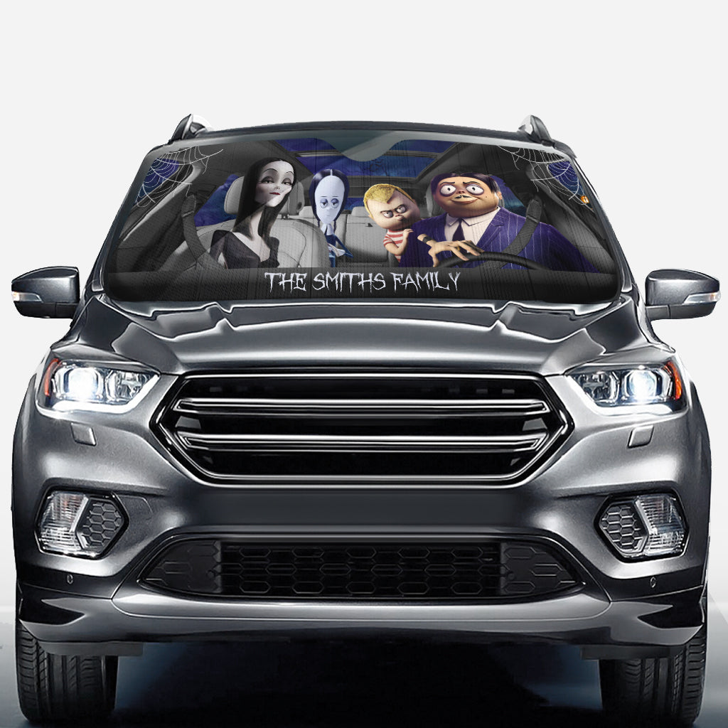 Personalized Halloween Car Sunshade Custom Family Name Gift