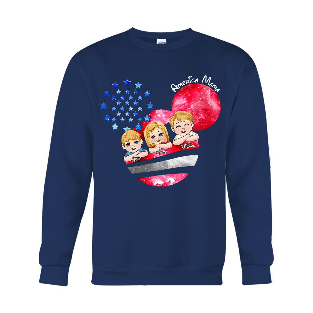 Personalized America Mama T-Shirt & Hoodie Custom Family Gift