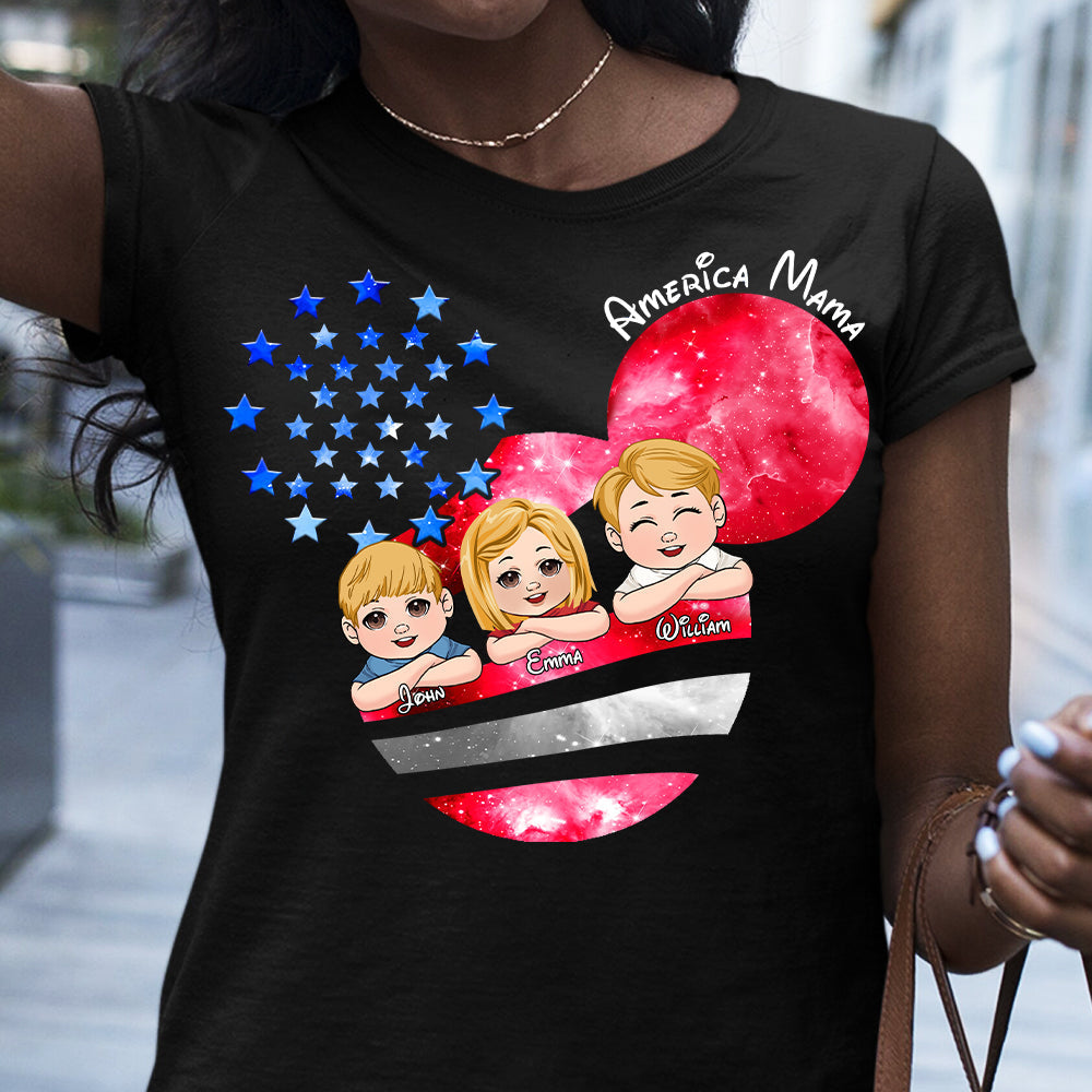 Personalized America Mama T-Shirt & Hoodie Custom Family Gift