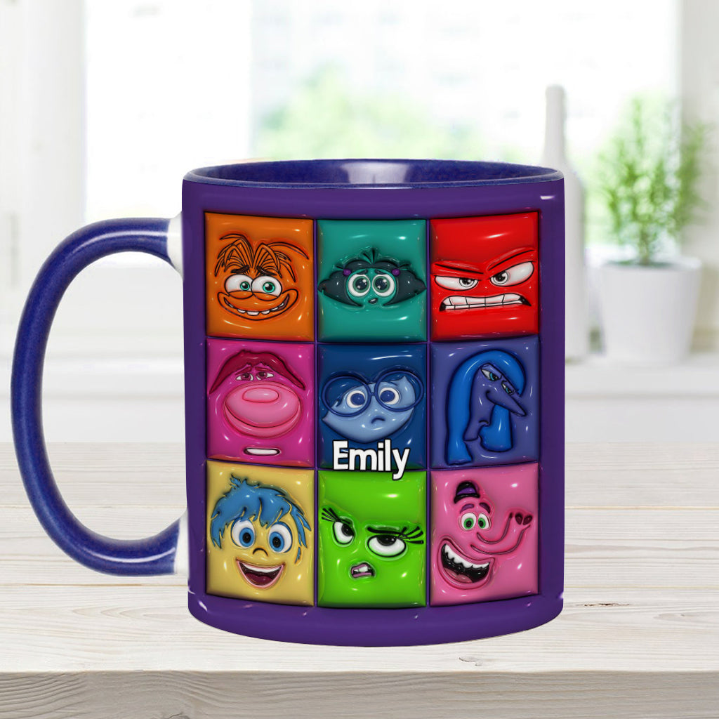 Personalized Accent Mug with Emotion Faces Custom Name Gift