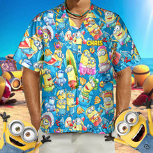 Load image into Gallery viewer, Personalized Hawaiian Shirt with Fun Yellow Monsters, Summer Gift for Family
